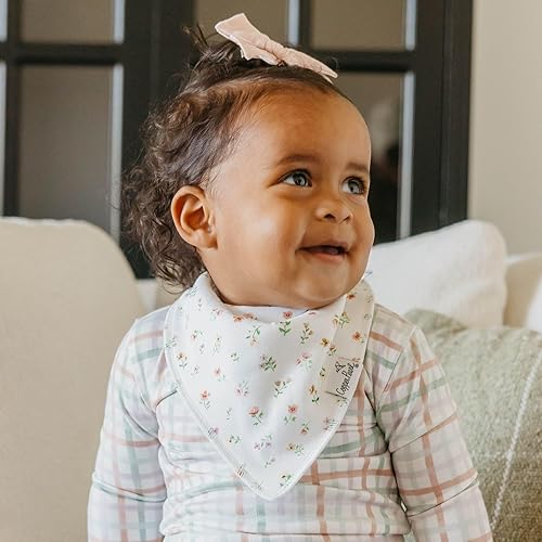 Miniatura 130 de Copper Pearl Paquete de 4 baberos de algodón suave para babeo y dentición, baberos absorbentes para bebés niñas y niños, ajustables para adaptarse a