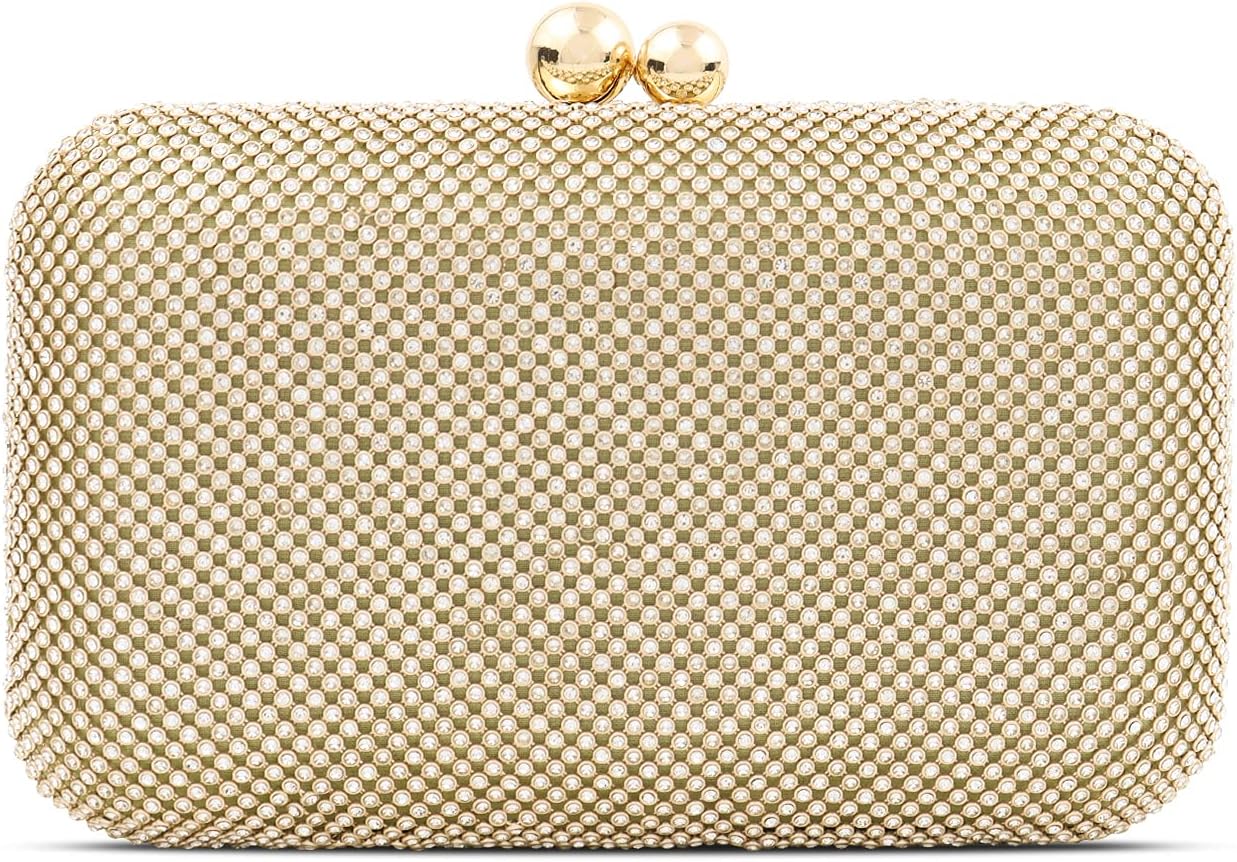 CarwalesWomen's Glitter Clutch Purse Bling Evening Handbag for Dance Bridal Prom Party Bag, Gold, Small