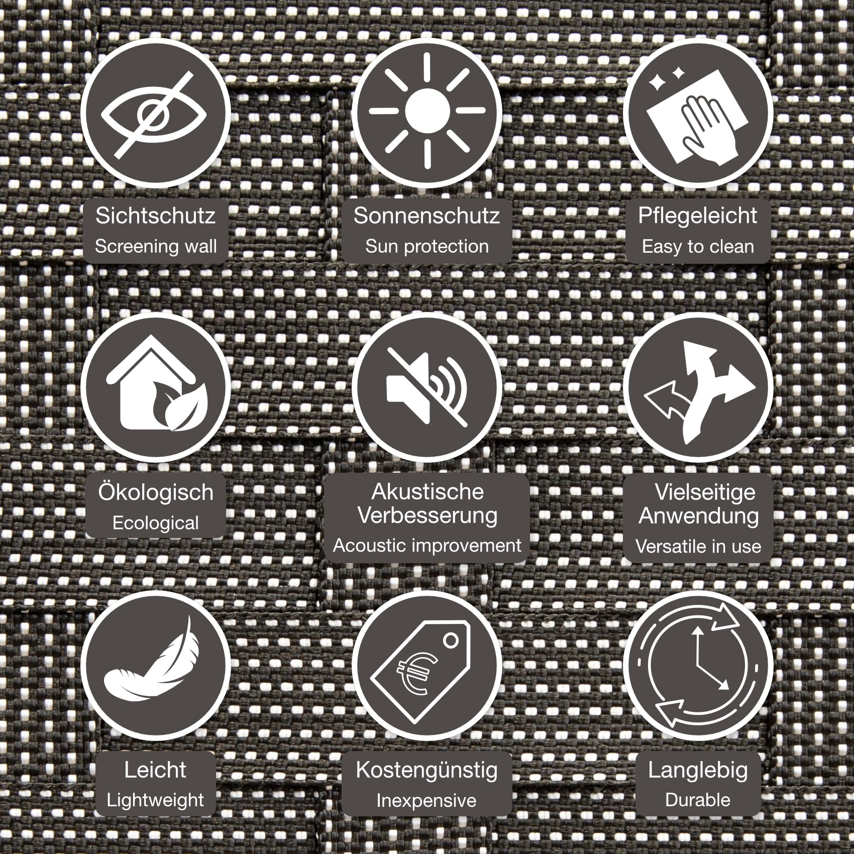 HEXIM Biombo de interior 180x180 cm - Paravent plegable de 4 paneles - Pantalla de privacidad para terraza y jardín, Biombos (LR189-negro blanco punteado)