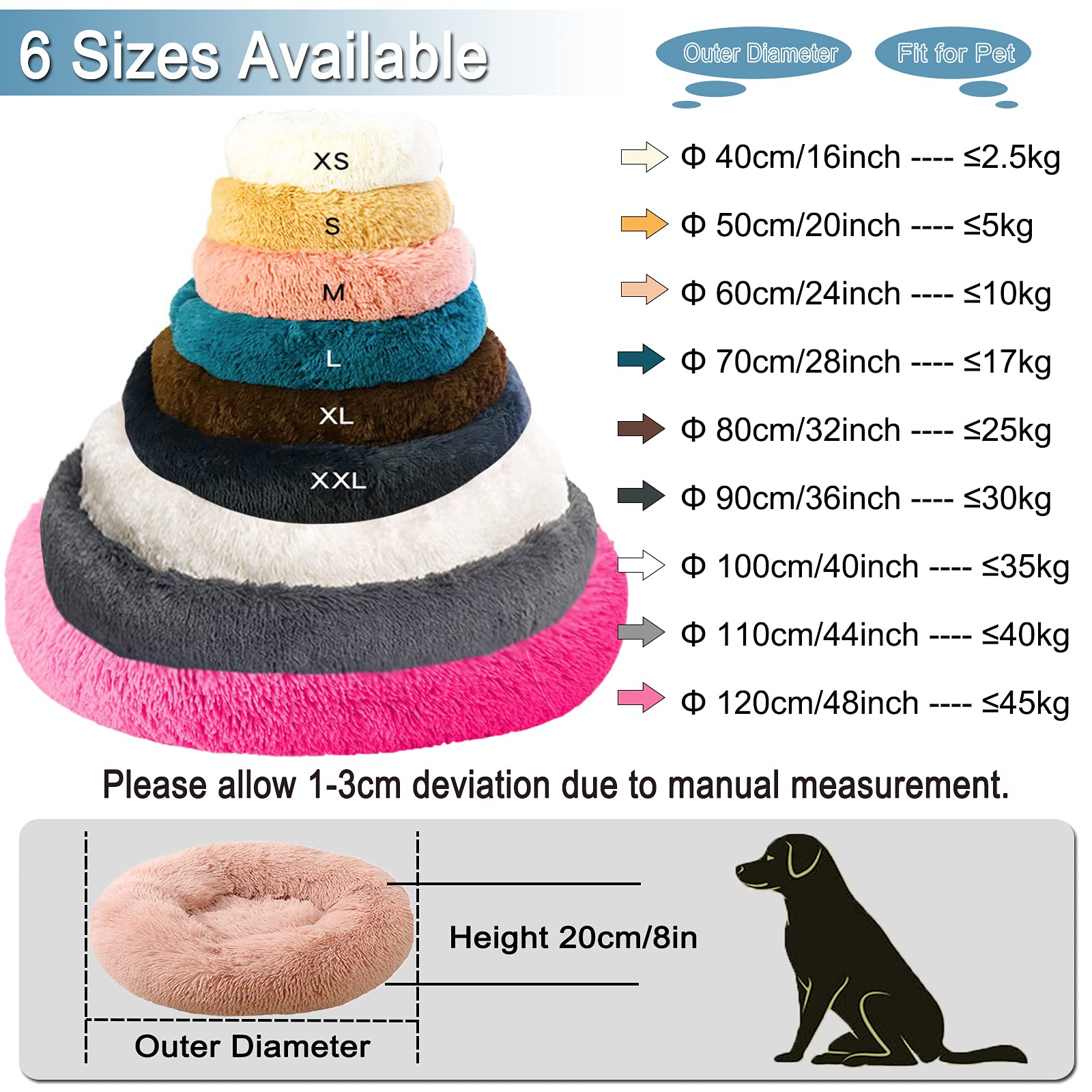 Fur & Bone Donut Hundebett – Rund, Plüsch, Selbstwärmend, Rutschfest, Waschbar, 40 Cm Grau