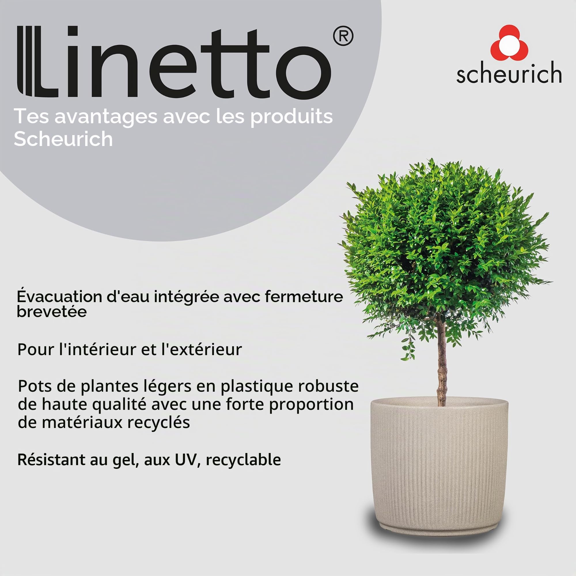 Scheurich Linetto - Lot de 40 Pots de Fleurs Ronds - Couleur Sable - Fabriqué avec du Plastique recyclé - pour l'extérieur