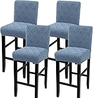 Vista 32 de SearchI - Juego de 4 fundas para taburetes de bar de jacquard, fundas elásticas y lavables para taburetes de bar, fundas para sillas de altura