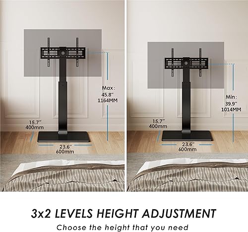 Miniatura 4 de FITUEYES Soporte giratorio para TV de piso con soporte para televisores de 37, 43, 50, 55, 60, 65, 70, 75 pulgadas, pantalla LCD LED planacurva,
