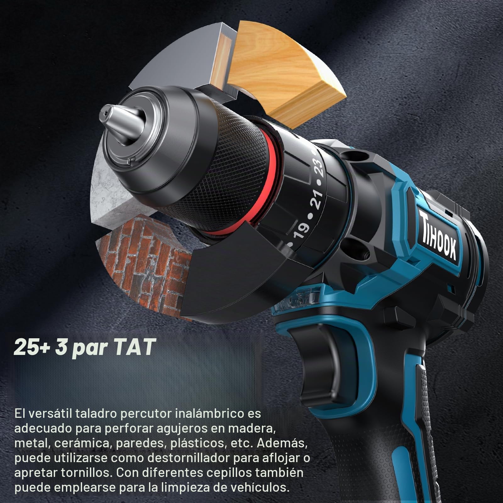 Juego de destornilladores de impacto con batería de 18 V para Ma-kita, 90 N.m, destornillador inalámbrico sin escobillas, 25 + 3 niveles, portabrocas de 10 mm, 2 marchas, luz LED, taladro