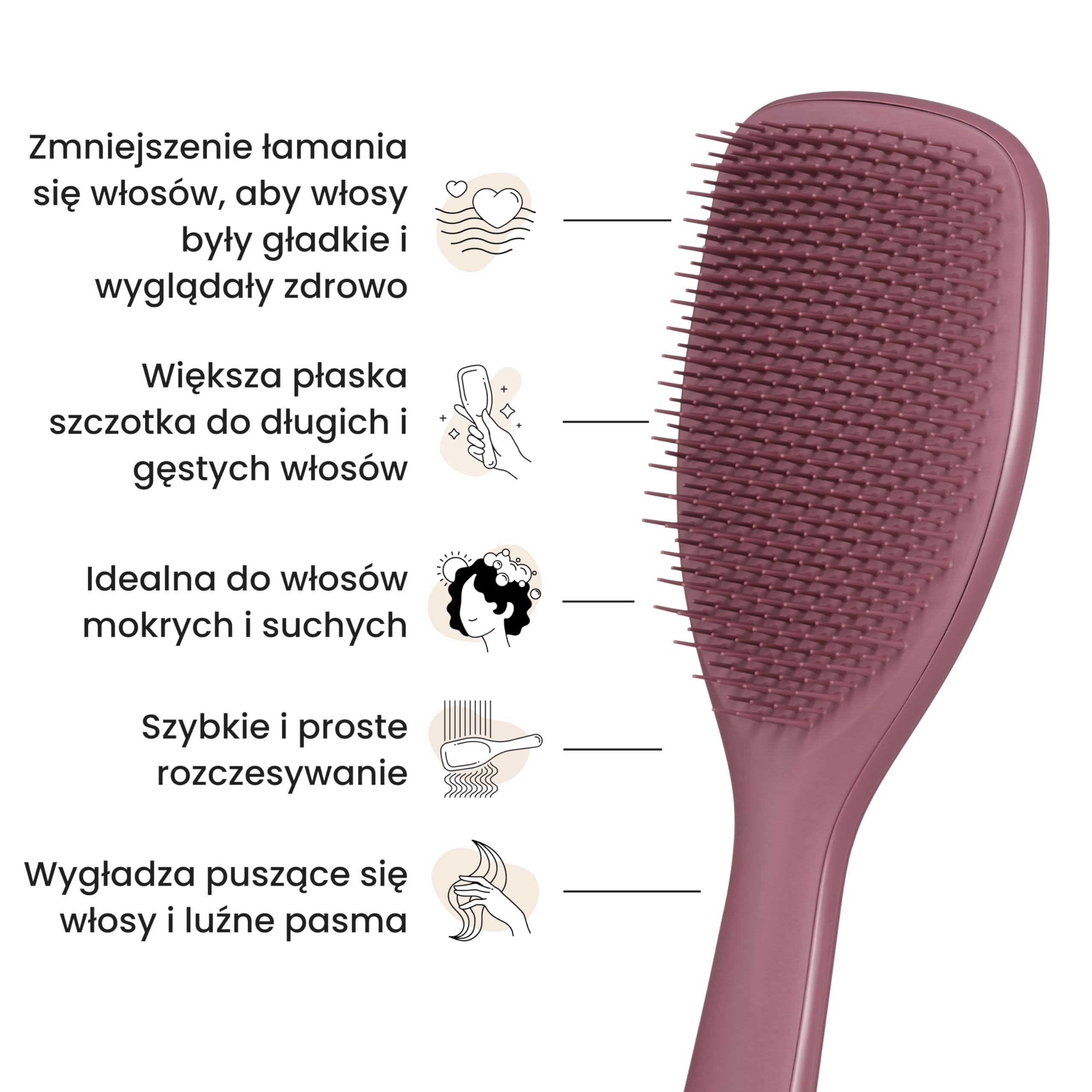 Tangle Teezer Ultimate Detangler - Szczotka do rozczesywania do gęstych, lokowanych i długich włosów - Dwupoziomowe ząbki zmniejszają łamliwość i eliminują splątania - Duża prostokątna -Różowy aksamit