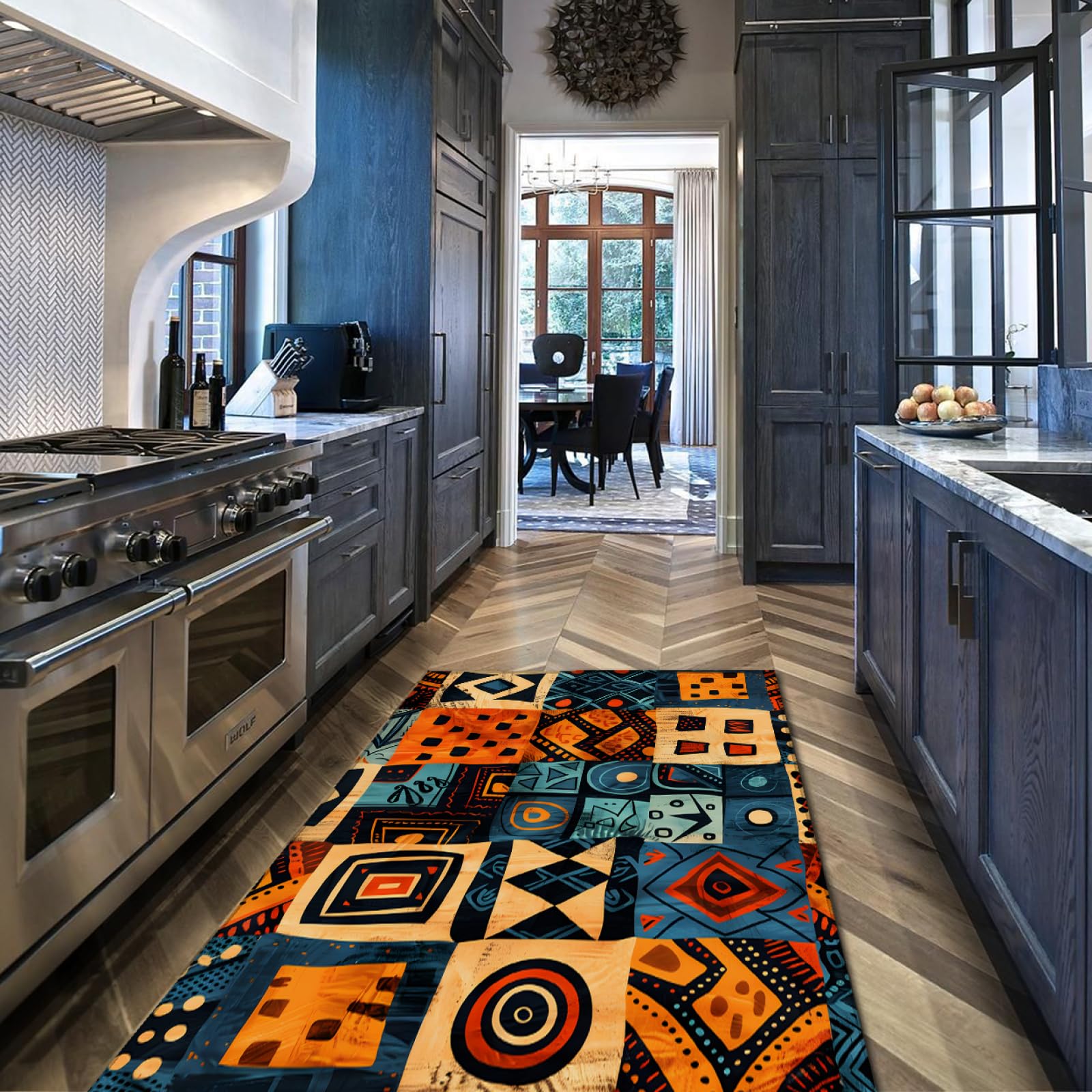 Tappeto lavabile Tappeto retrò europeo americano tappeto in stile bohémien per soggiorno tappetini da cucina patchwork geometrici per pavimento 120x240cm