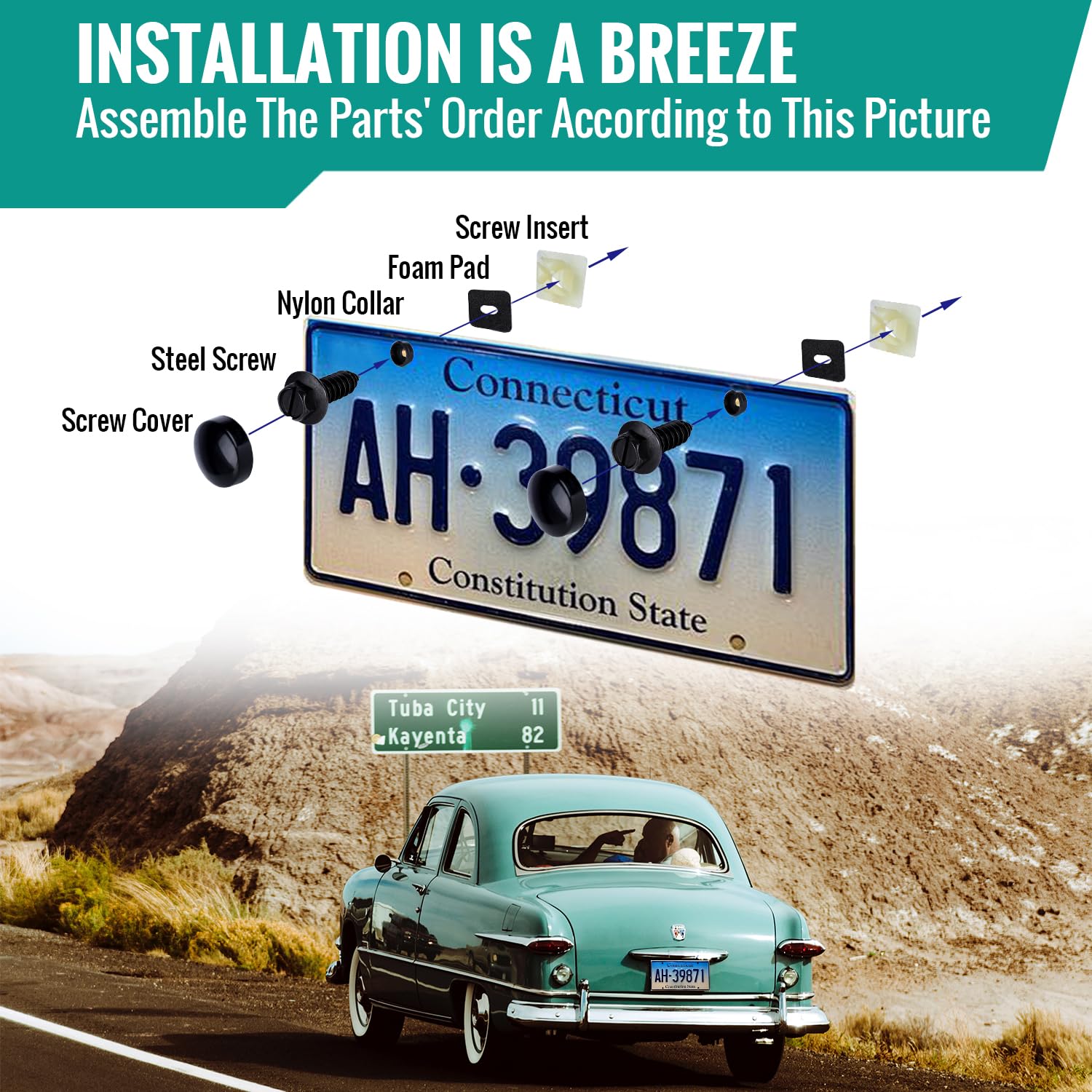 Icykale 40 PCS Car US License Plate Frame Installation...