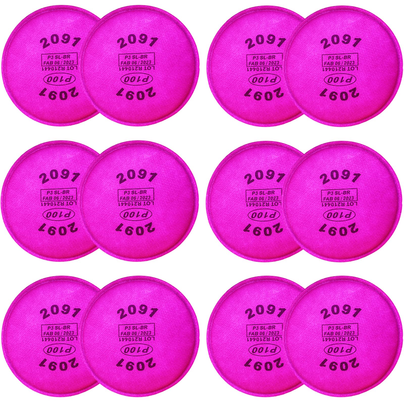 12PCS(6Pack)2091 P100 Particulate Filter Compatible with 2091, Installed on P100 Filter Retainer Replacement for 6000 6200 6800 7000 FF-4 for Against Dust Welding Woodworking