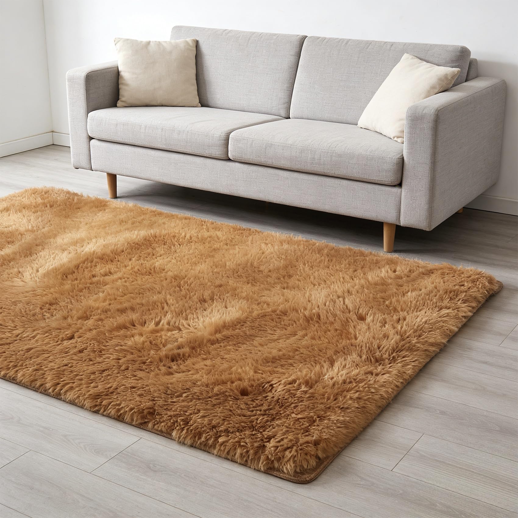 Tapis de salon marron anti-glisse et doux pour sols froids 133x260