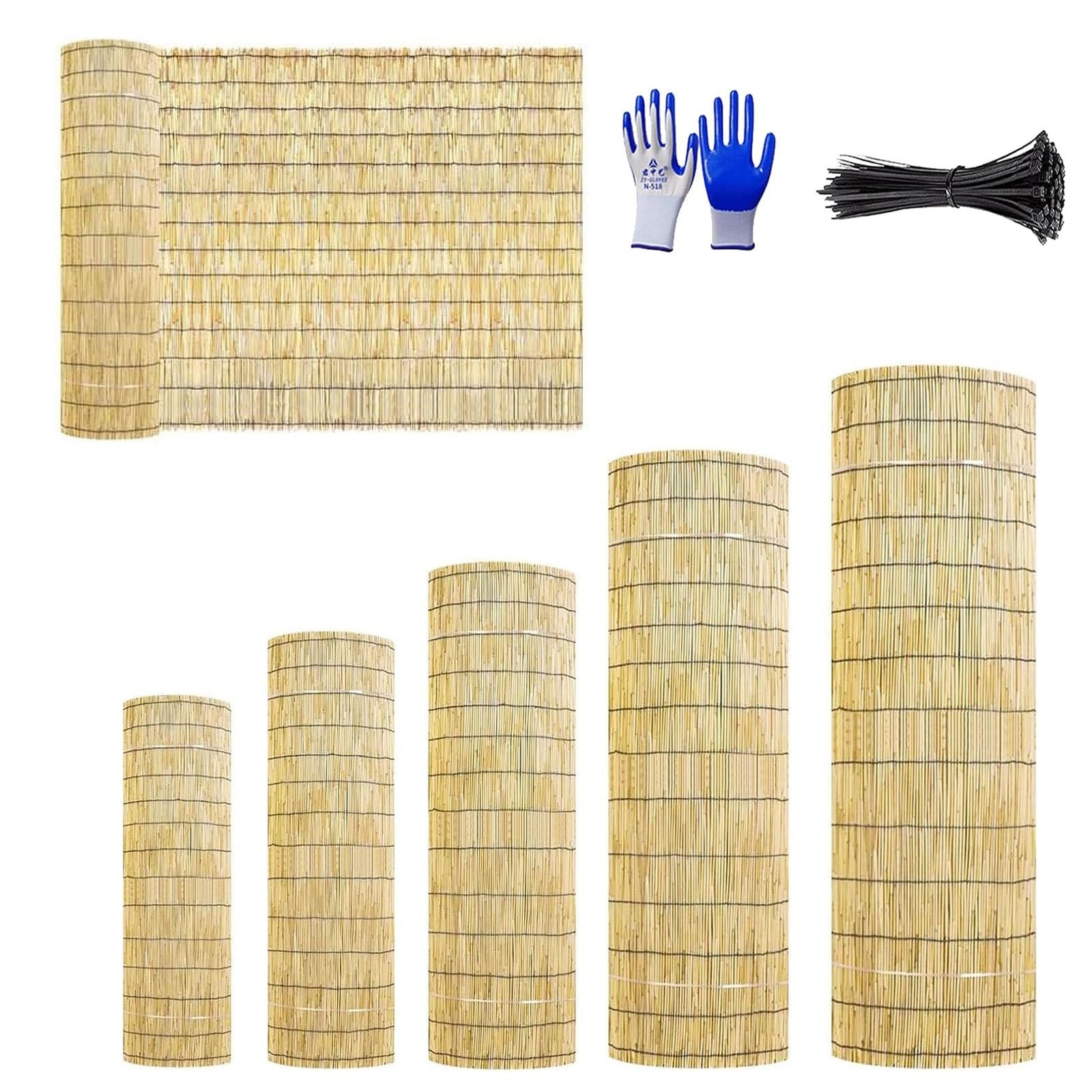 Stuoia in Bambù Naturale, Arella in Canna Canniccio per Recinzione Frangivista, Arelle per Balcone Giardino Terrazza Piscina, Rotolo Cannette Bambù Pelato, Coperture Decorativo(Natural,H1.1 x L14.0m)