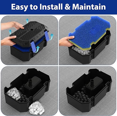 Miniatura 7 de Filtros de estanque todo en uno para estanques al aire libre 200-350 galones, bomba de estanque Koi de 400 GPH con 3 patrones de pulverización, kit