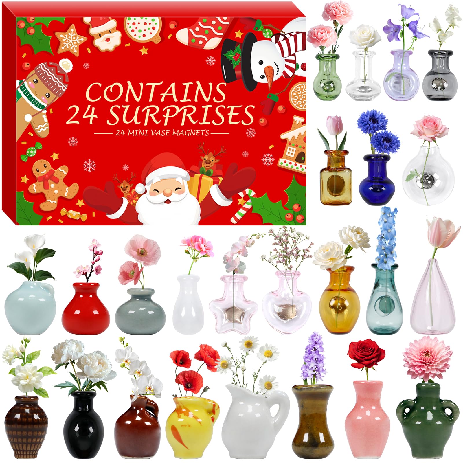 Calendrier de l'Avent 2025 Magnet Frigo pour Enfants Adulte Filles Garçons Femmes Hommes Calendriers de Noël 24 Jours Aimant Réfrigérateur