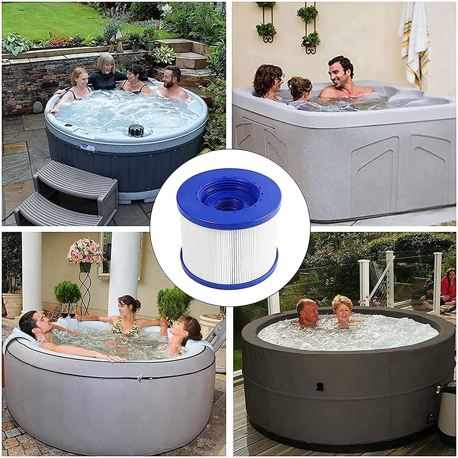 Cartouches Filtre Spa a Visser,Filtre à Vis pour Spa Gonflable Pas De Vis 60mm,Cartouche Filtre pour Spa, Compatible pour Cosy Spa, Clever Spa, Rechange Filtre pour Spa. (Bleu-4)