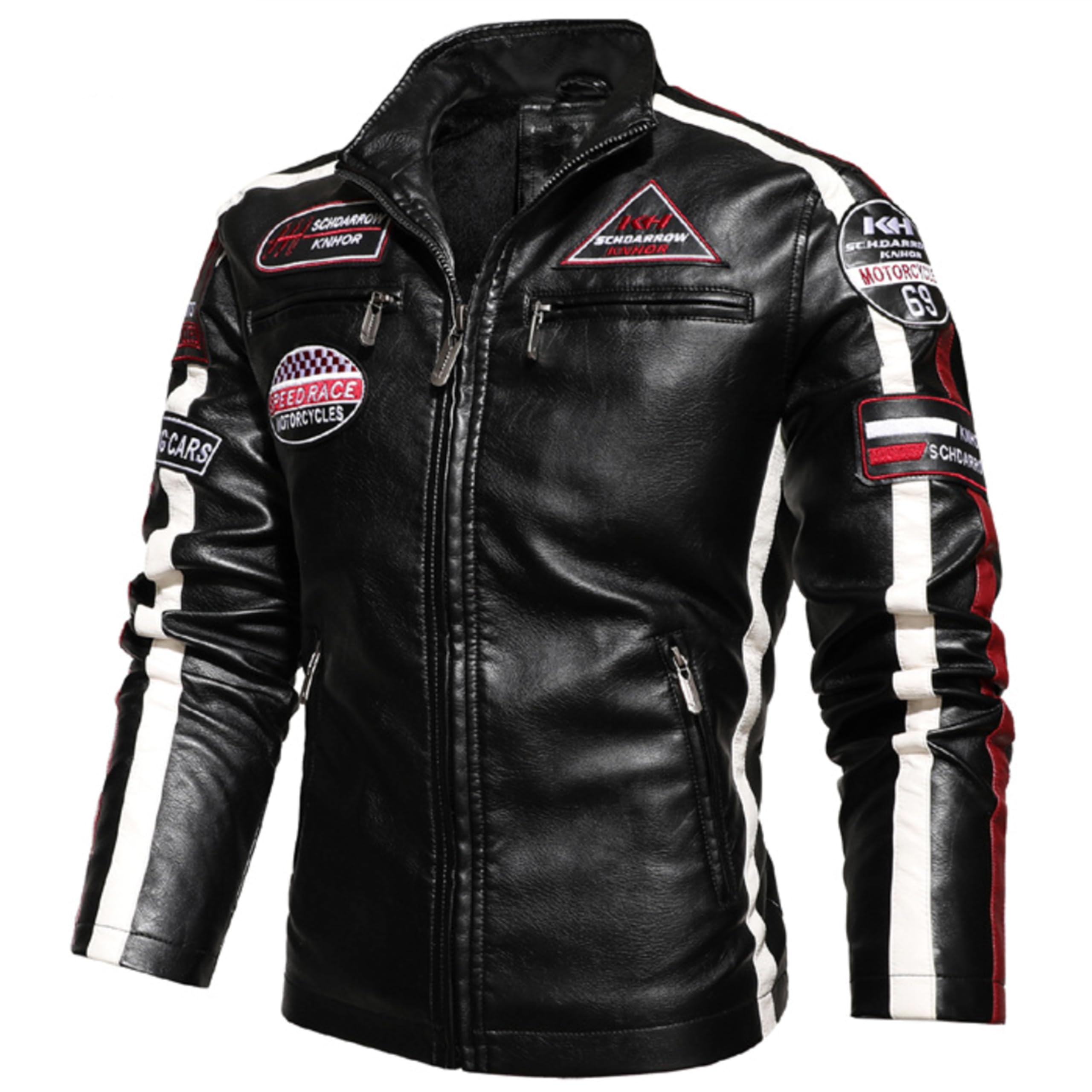 Chaqueta para Hombre de Piel sintética. Cazadora de Cuero sintético estilo Motero. Moda Casual de Cuero Vegano. Biker - Motociclista.