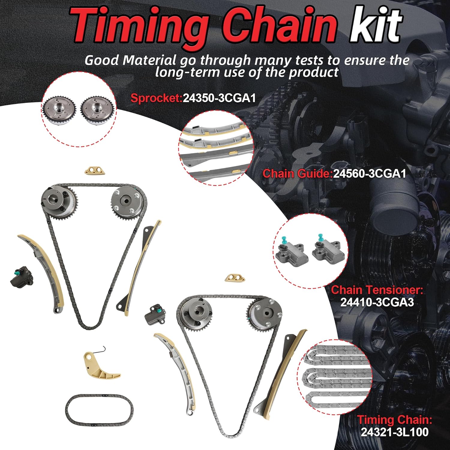 3.3 G6DH Engine Rebuild Overhaul Kit With Crankshaft Timing Chain Kit Piston & Connecting Rods Fit For Hyundai Santa Fe Azera Kia Sorento Kia Sedona Cadenza 3.3L 2011-2019 Replace#23110-3CFA0