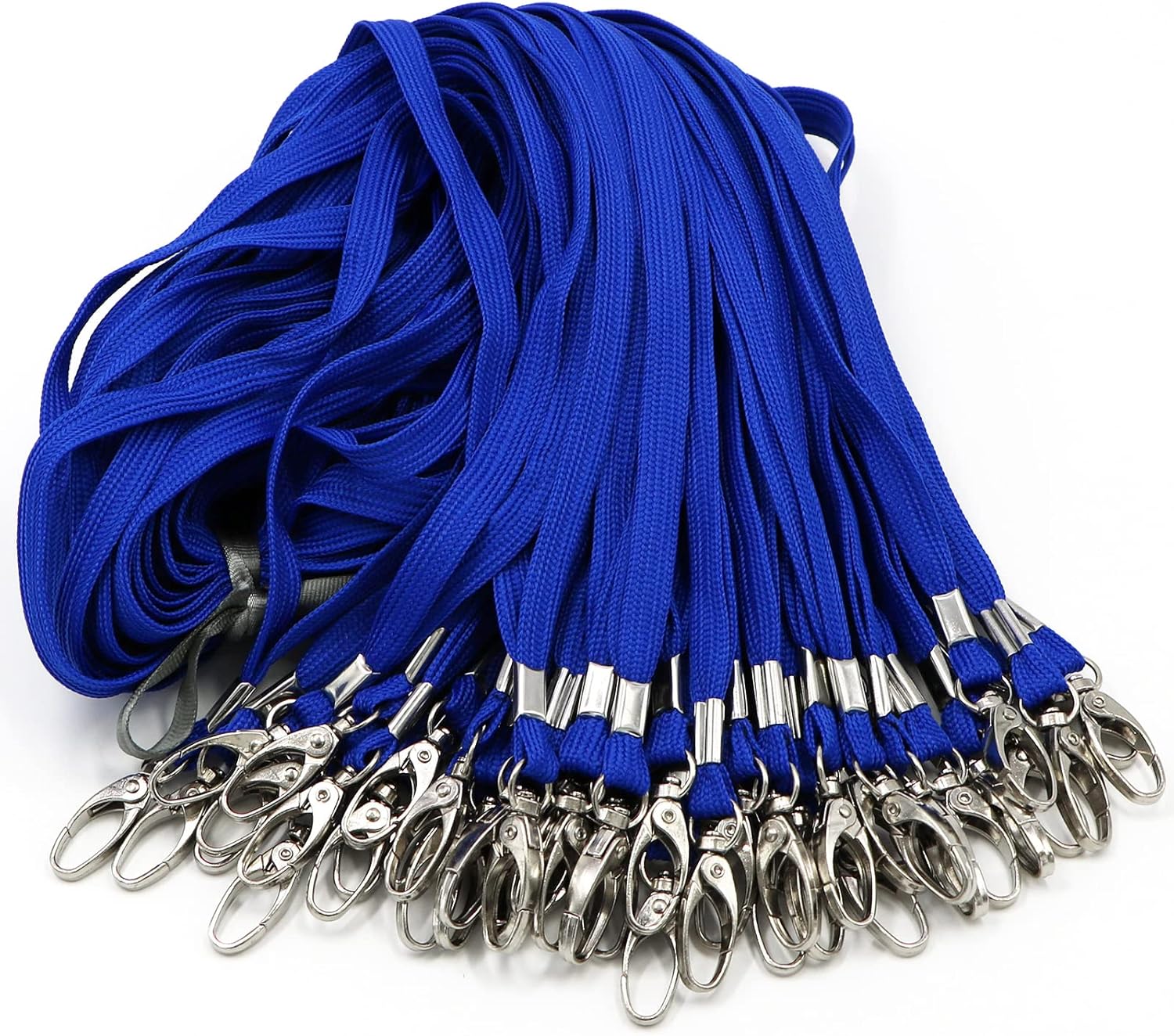 Beebel 100 Pack Lanyards Bulk Blue Lanyard for Office Id Badges Flat Lanyard with Badge Clip Swivel Hook (100 Pack, Blue)