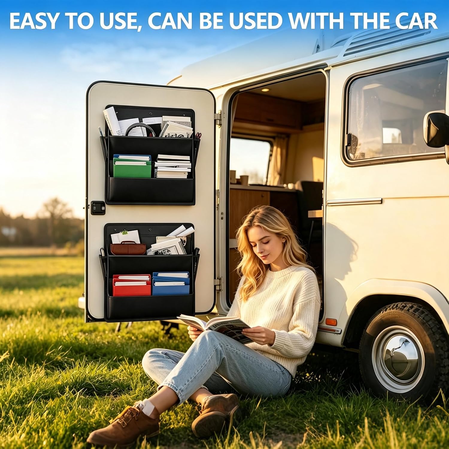 2PCS RV Shoe Storage Organizer, 16.9'' X 18.3' Wall Mounted Camper Accessories Organizer, Durable Tough Oxford Material no Punching/no Damage To The Door, Suitable Student Dormitories