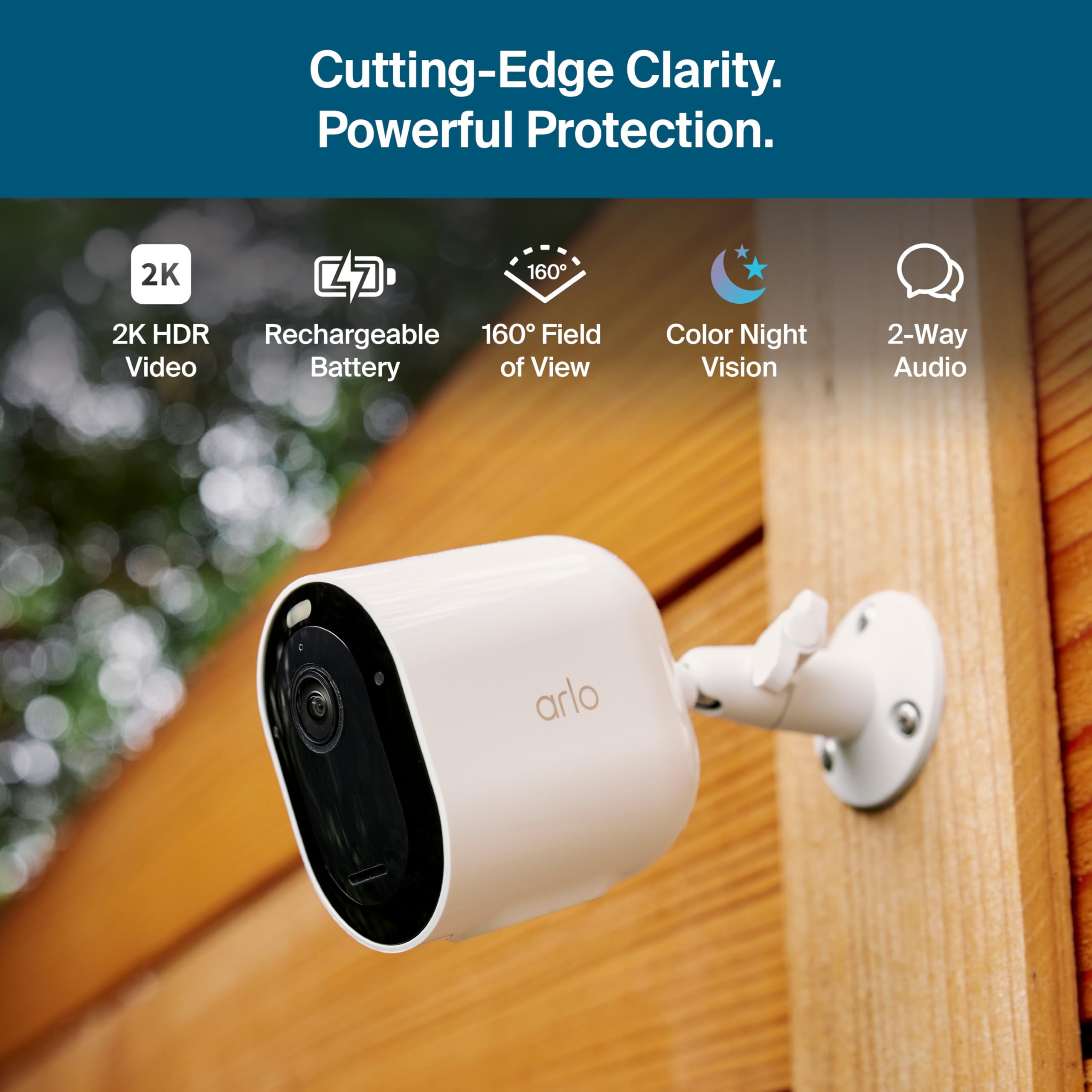 Arlo Pro Security Camera (6th Gen - 2025 Release) - 2K HDR, Battery Power, Event Captions, Emergency Response, 1-Month Trial of Secure Plan, 160° Field of View, Dual-Band WiFi, Spotlight, 3 Cam, White