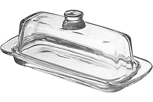 Royalty Art Glass Butter Dish with Lid: Single Stick Butter Case with Handle Cover