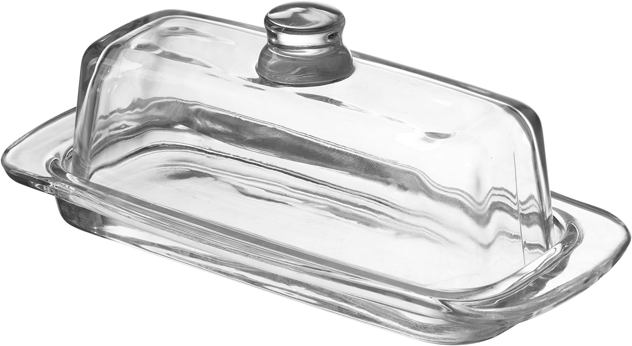 Royalty Art Glass Butter Dish with Lid, Single Stick Container with Handle Cover, Rustic Farmhouse or Vintage Boho Kitchen Accessory, Clear (Clear)