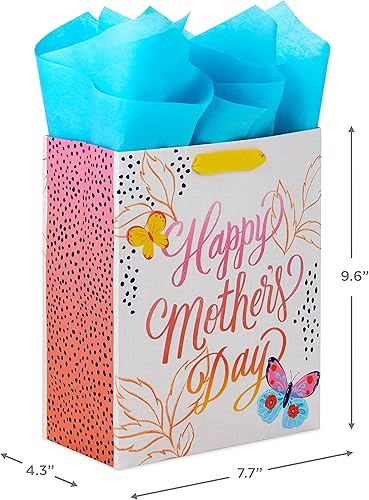 Miniatura 3 de Hallmark Bolsa de regalo mediana para el Día de la Madre de 9 pulgadas con papel de seda (mariposas pastel, acuarela, feliz día de la madre) para