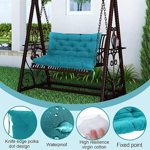 Miniatura 2 de Cojines de repuesto para columpio con respaldo, 3 plazas, antideslizantes e impermeables, cojines para columpio al aire libre, sofá biplaza/banco de