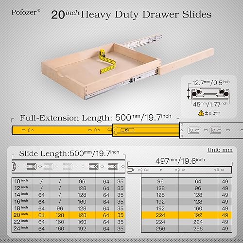 Miniatura 8 de Juego de diapositivas de cajón de extensión completa silenciosa de precisión de 16 pulgadas, 2 pares (4 piezas)