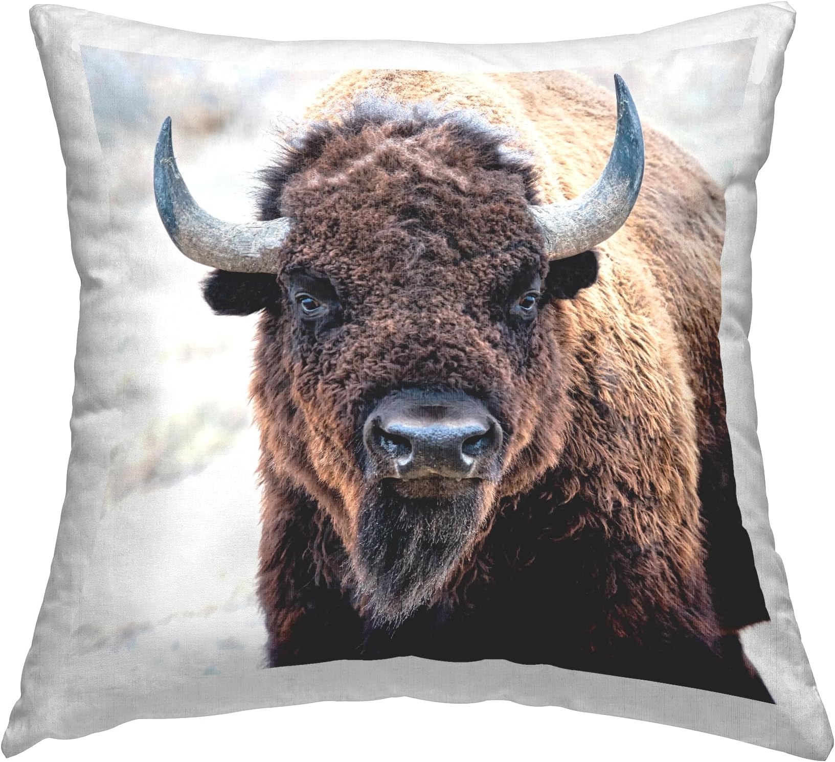 Stupell Industries Bison Wildlife Portrait Design by Lena Owens Throw Pillow, 18 x 18, Brown