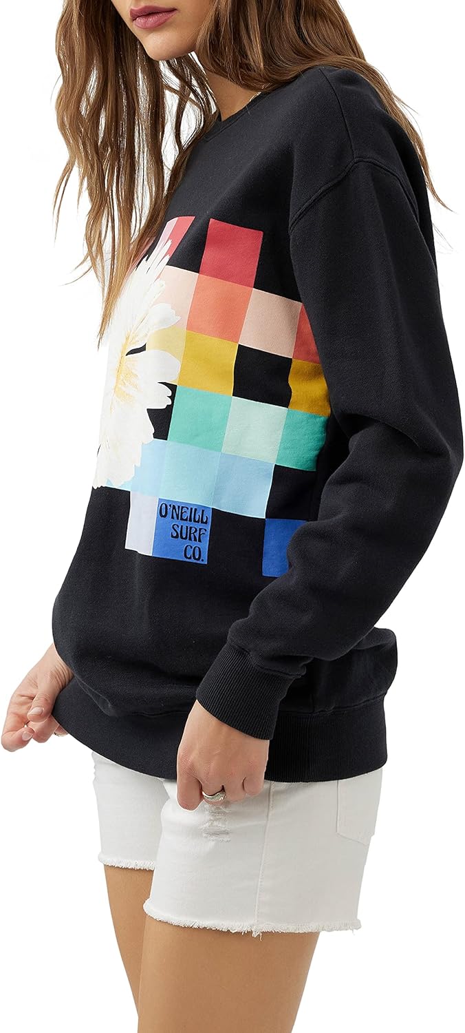 O'NEILL Women's Oversized Fleece Crewneck - Comfortable and Casual Pullover Sweatshirt for Women with Graphic Detail