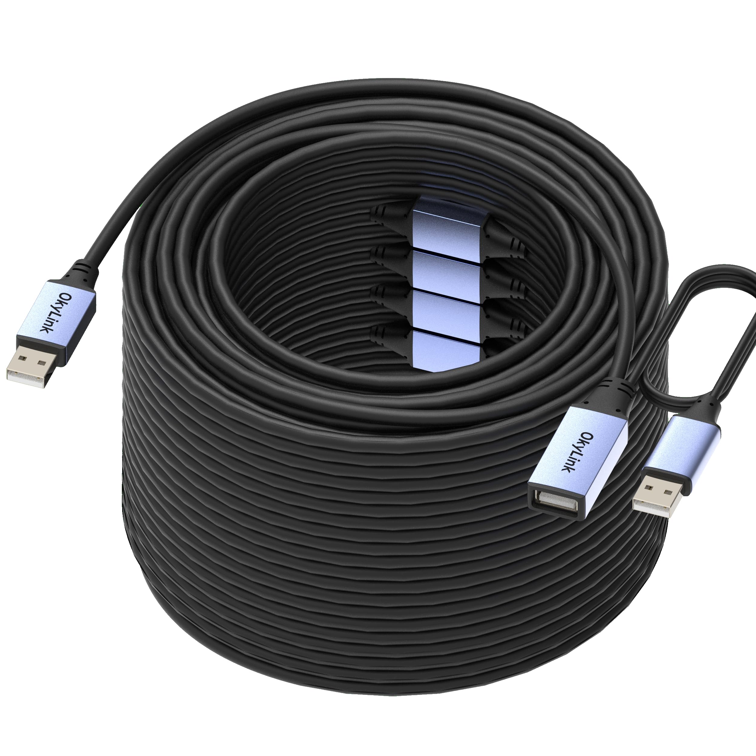 OkyLink Cavo di prolunga attivo USB 2.0 da A maschio a femmina A, 480 Mbps, per stampante, mouse, tastiera, scanner, fotocamera, 50 m