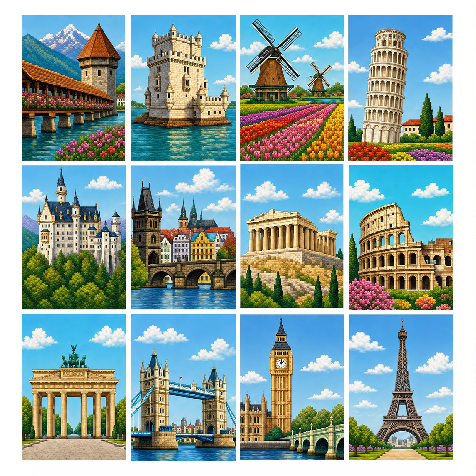 YALKIN 12 Pack Square Diamond Art Kits for Adults Kids Begineers,12 x 17 cm