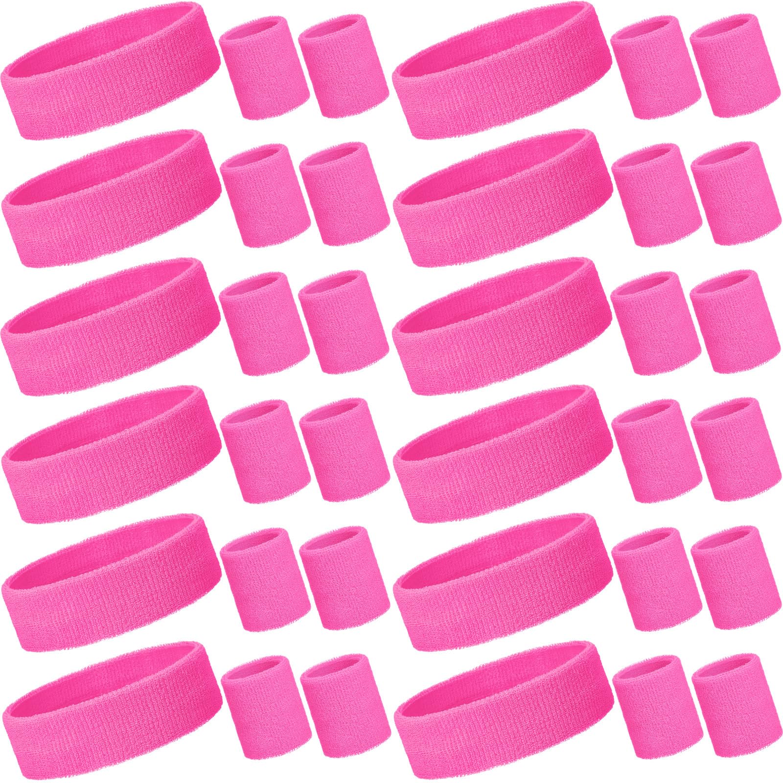36 Pcs Neon Sweatbands Set 12 Headbands 24 Wristbands