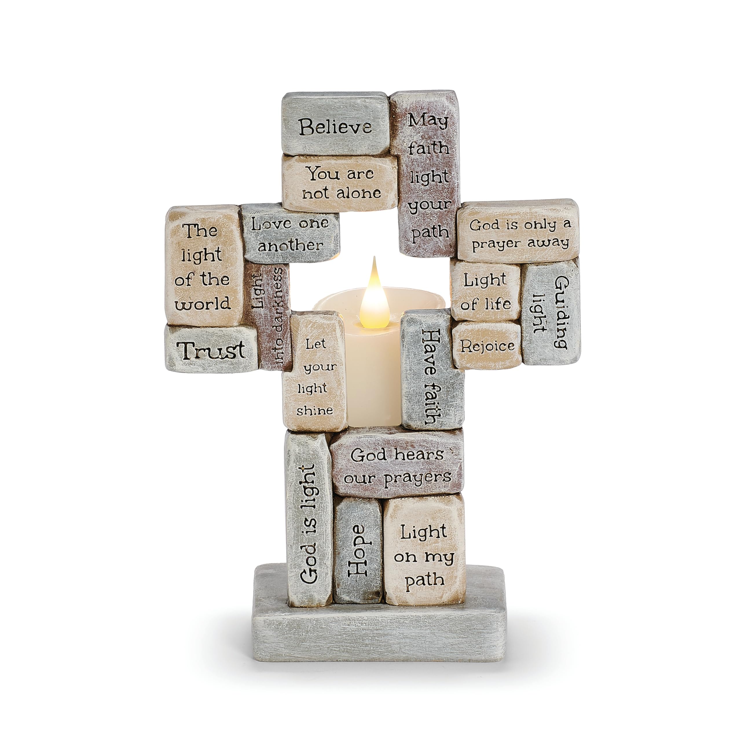 Roman, Mots croisés lumineux et inspirants - Décoration de table à LED de 21 cm de hauteur avec sentiments de foi - Décoration d'intérieur religieuse en résine