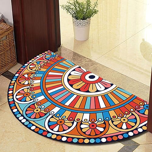 Miniatura 8 de Tapete de medio círculo personalizado, para puerta de entrada, entrada, interior, exterior, exterior, para puerta trasera, borde gris, 15.7 x 23.6 in