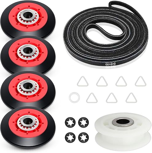 4392067 Kit de reparación de secadora incluye 661570V 3387610 Correa de secadora y 279640 W10468057 Polea tensora y WPW10314173 W10756057 W10314171