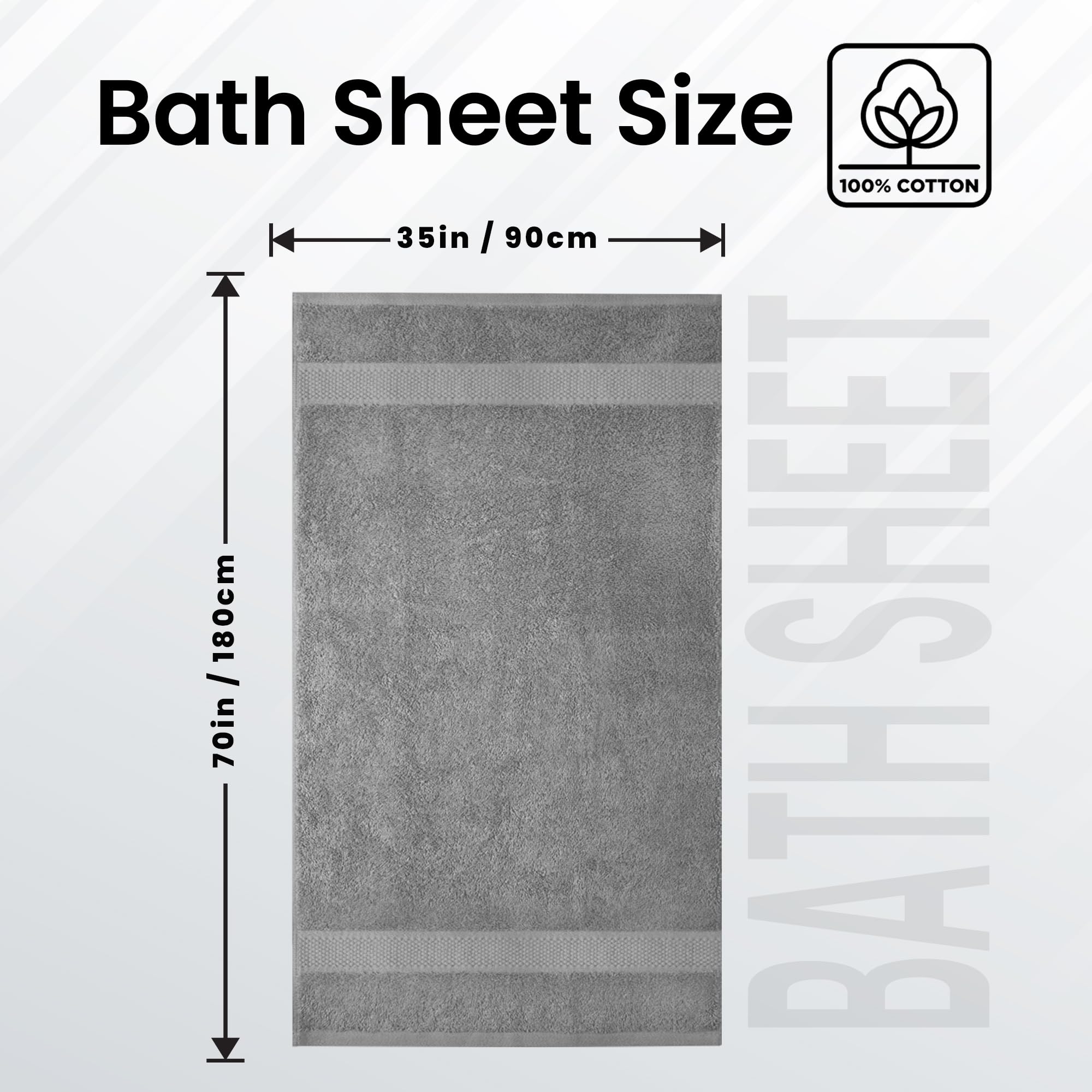 Infinitee Xclusives Asciugamani da bagno di lusso – 1 confezione da 600 g/m² (89 x 170 cm) - 100% cotone filato ad anelli grandi asciugamani da bagno (grigio affascinante, teli da bagno - confezione