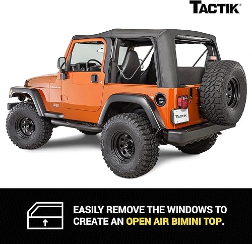 Miniatura 6 de TACTIK Parte superior suave de repuesto de tela solo  Compatible con Jeep Wrangler TJ 1997-2006  Techo de tela de ajuste personalizado con ventana