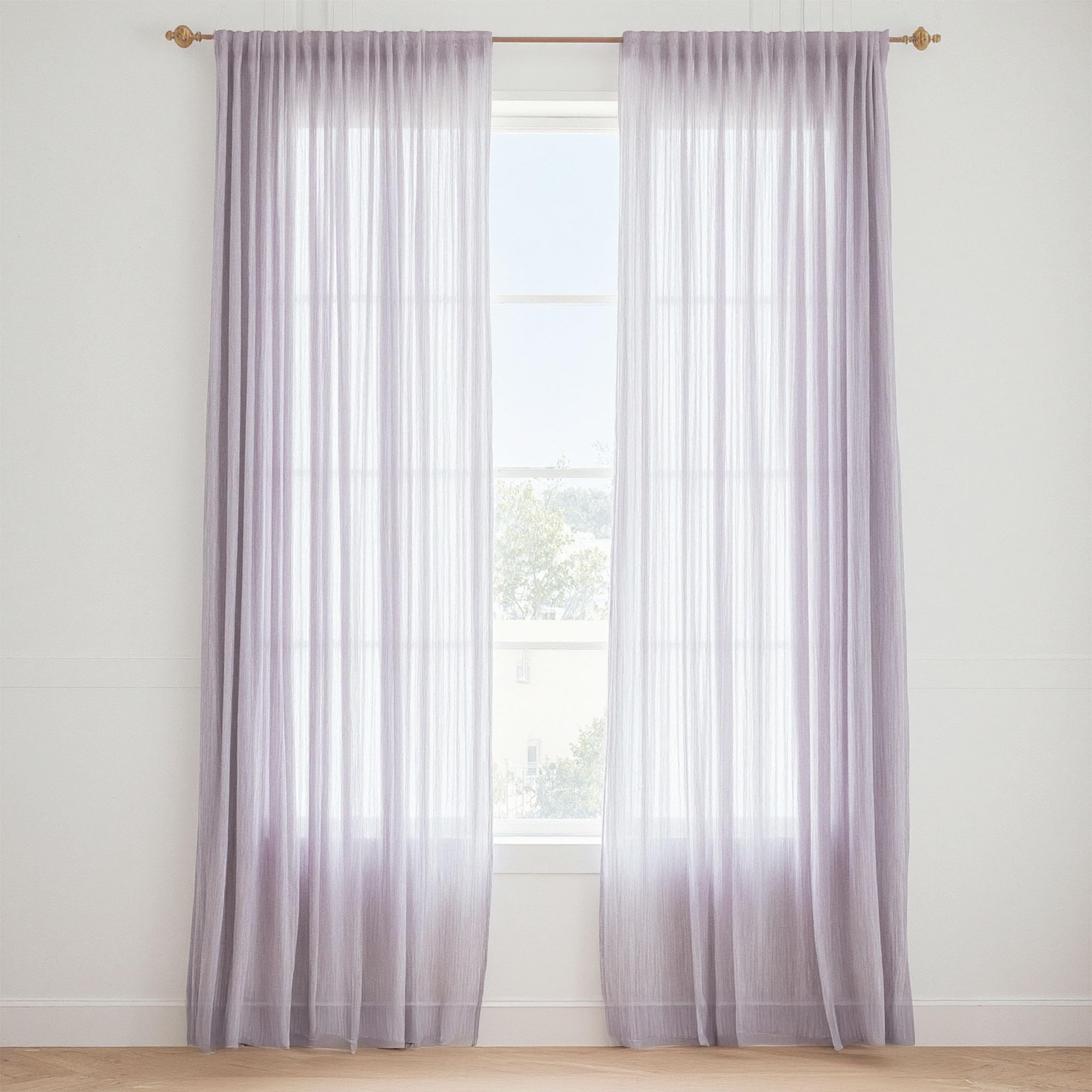 Trimming Shop Silver Voile Curtains 2 Panel Semi-Transparent Sheer Slot Top Curtain Pair 142 x 206cm for Window & Door Lightweight Net Curtain for Bedroom, Kitchen & Living Room — image 1