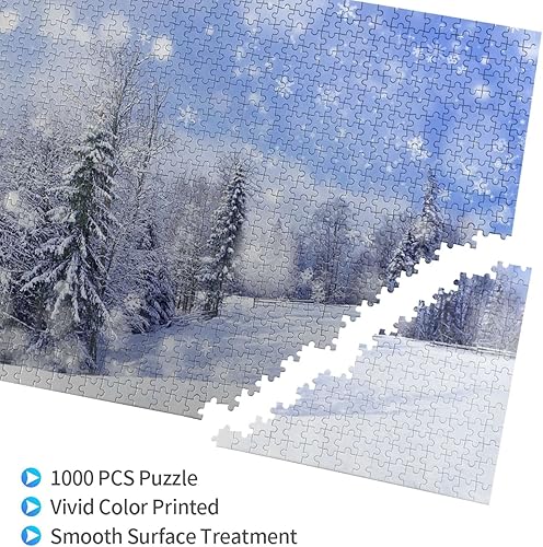 Miniatura 2 de Rompecabezas de paisaje de invierno, rompecabezas de madera de 1000 piezas, decoración de habitación familiar, regaloregalo para adolescentes y