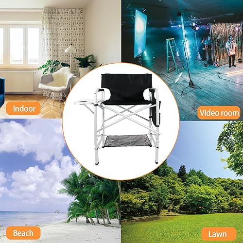 Miniatura 5 de Tall Directors - Silla plegable para artista de maquillaje, asiento de cuerpo ancho, altura de 31 pulgadas, soporta 400 libras, sillas de campamento