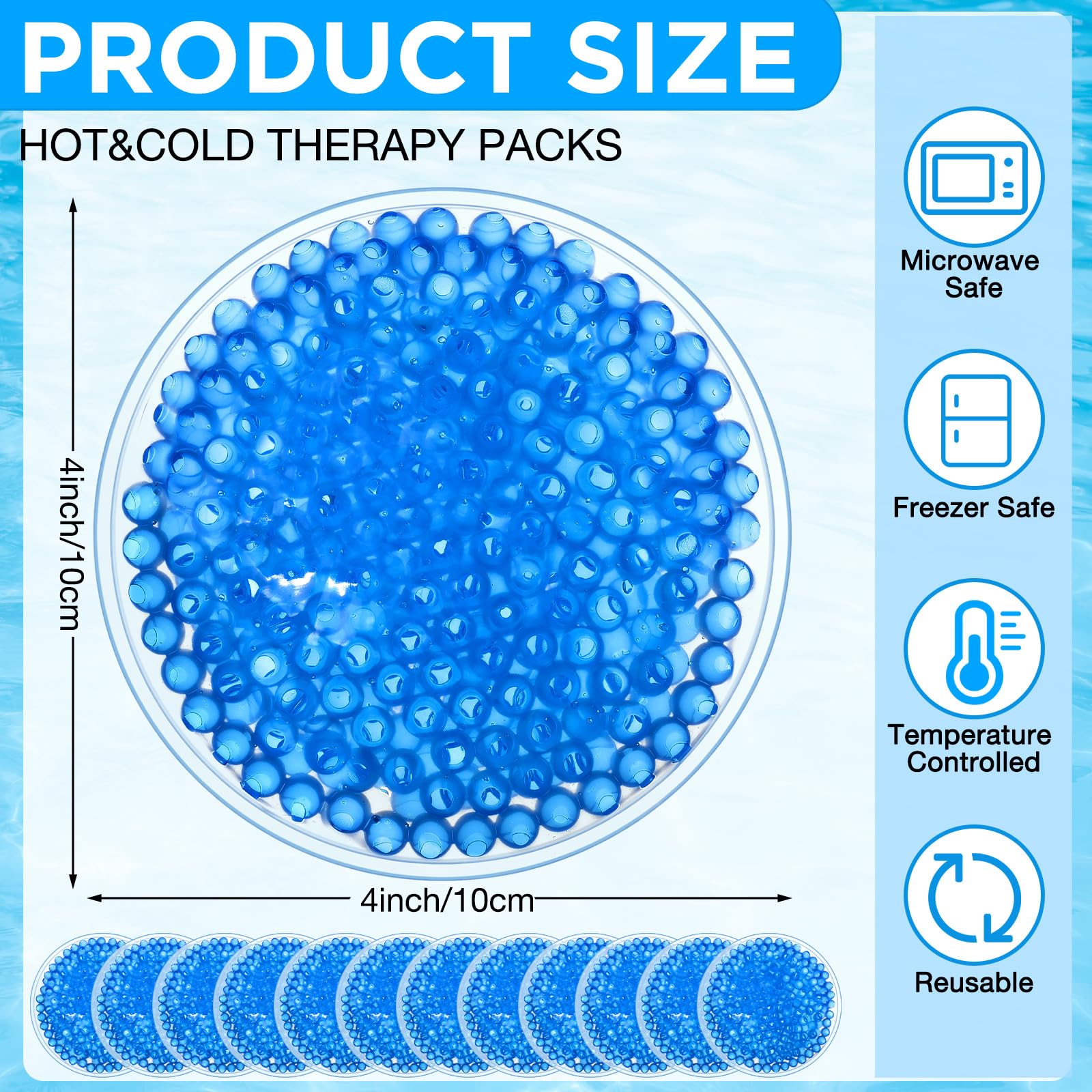 TrelaCo 150 paquetes de hielo redondos de gel para pequeñas cuentas reutilizables, compresas frías y calientes suaves para aliviar el dolor, dolor de muelas, fiebre, dolor de cabeza, cara, ojos