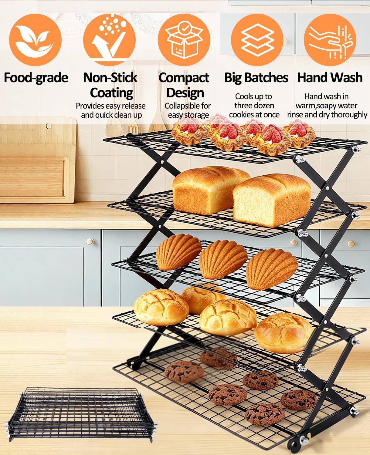 Cooling Racks for Cooking and Baking ，Grid Wire Baking Rack for Oven Cooking, Baking, Grilling, Roasting - Dishwasher Safe Bacon Rack - Fits Jelly Roll Cookie Sheet Pan