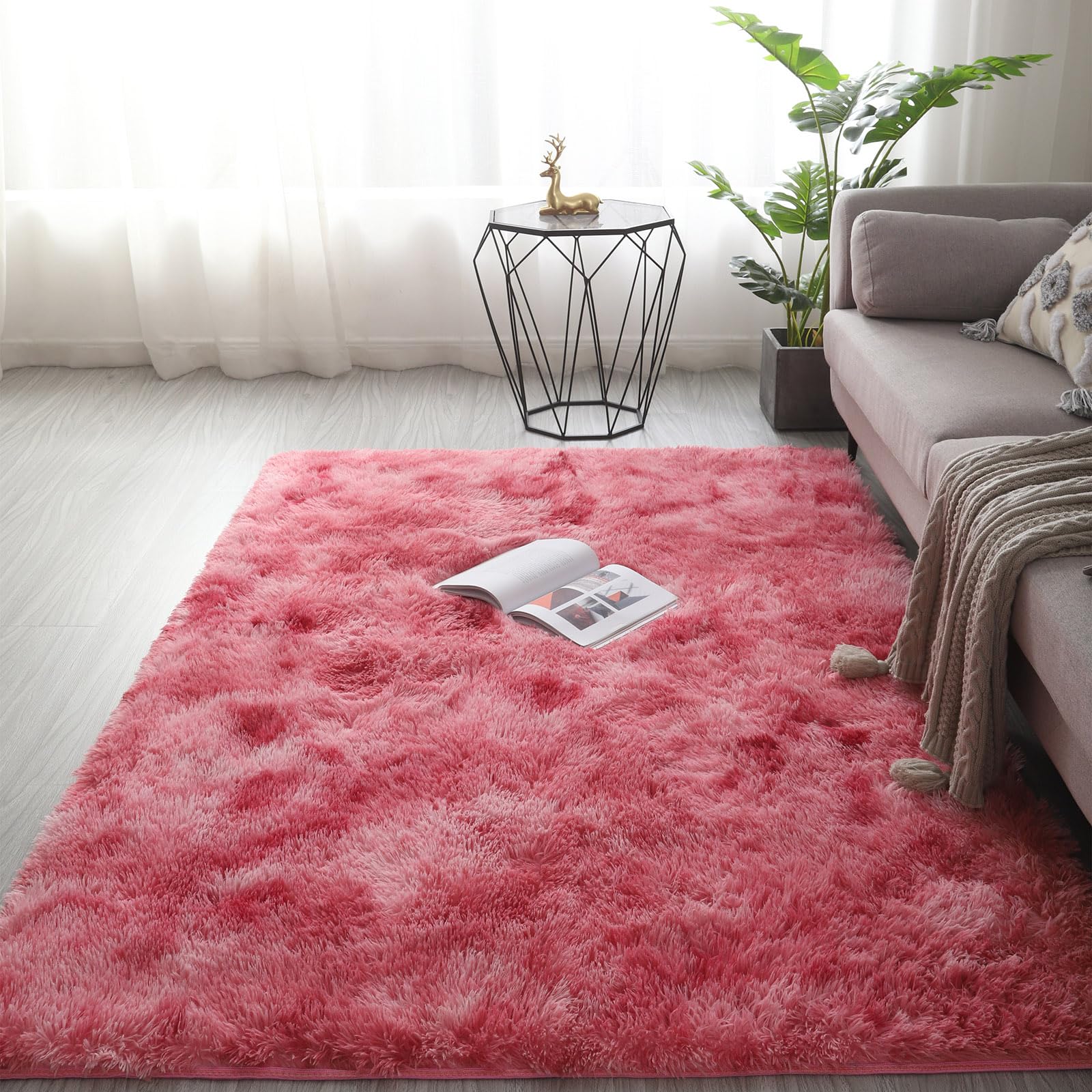 Aexpath Rugs Living Room, Watermelon Red,160x200 cm, Thick Luxurious Soft High-Pile Rug Carpet, Tie-Dye Area Rug, for Indoor Living Rooms, Bedrooms, and Hallways, Hand Washable, Fade-Resistant โ image 1