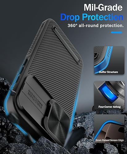 Miniatura 6 de Vihibii Funda para iPhone 16 Pro con cubierta deslizante para lente de cámara y soporte, compatible con MagSafe, protección contra caídas de grado