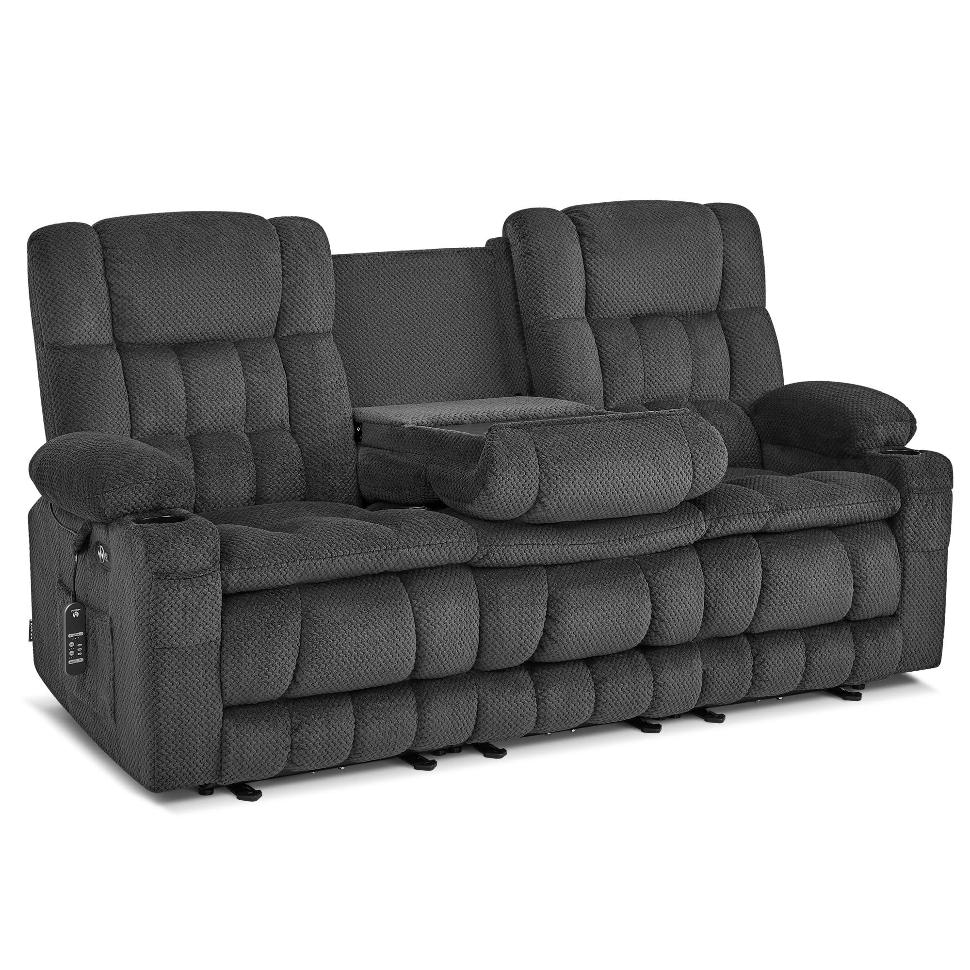 MCombo 80 7 W 3 Seater Power Reclining Sofa with Heat and Vibration Massage Zero Gravity Recliner Sofa