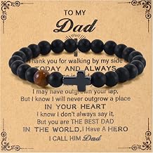 Bracelets for Men Natural Tiger Eye Stone Beads Braided Rope Bracelet Gift for Dad Husband with Box Meaningful CardsF-ToMyMan