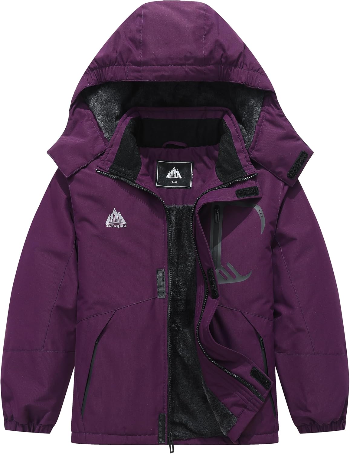 Kids Waterproof Ski Jacket Warm Winter Coat Boys and Girls Fleece Lined Hooded Rain Jacket