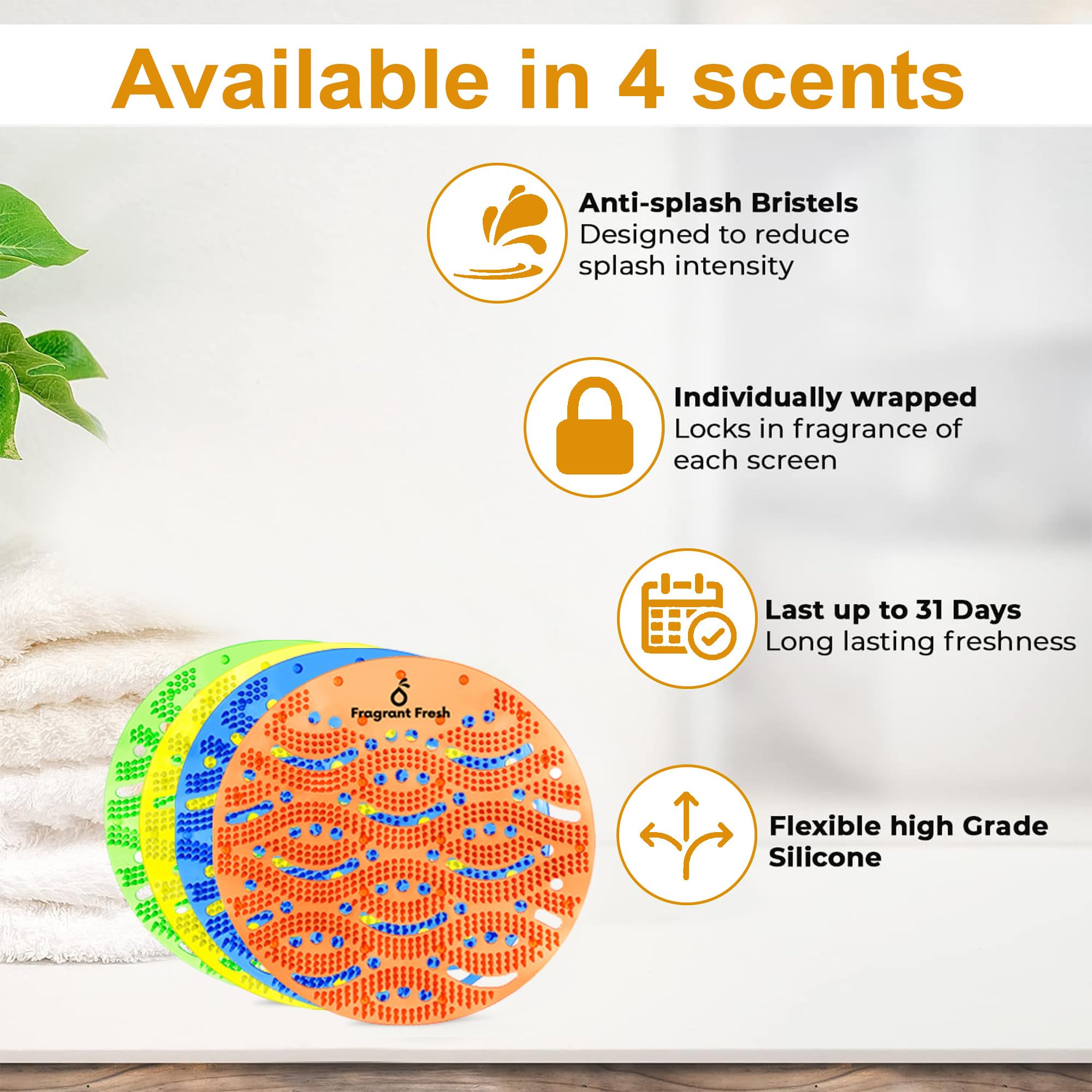 Paquete de 15 orinales con aroma naranja para baños