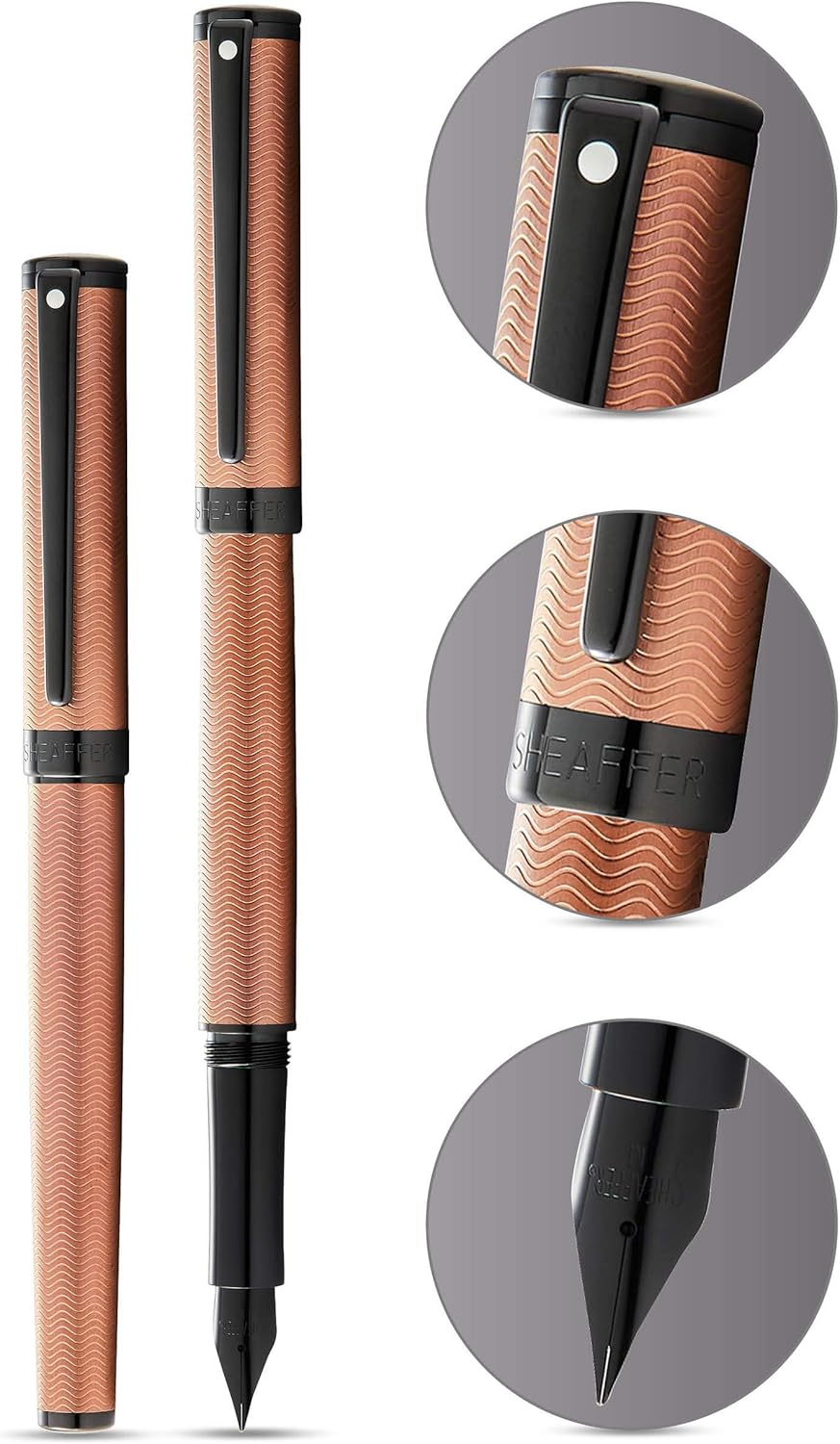 Sheaffer Intensity Engraved Bronze PVD w/Polished Black Appointments and Medium Nib Fountain Pen