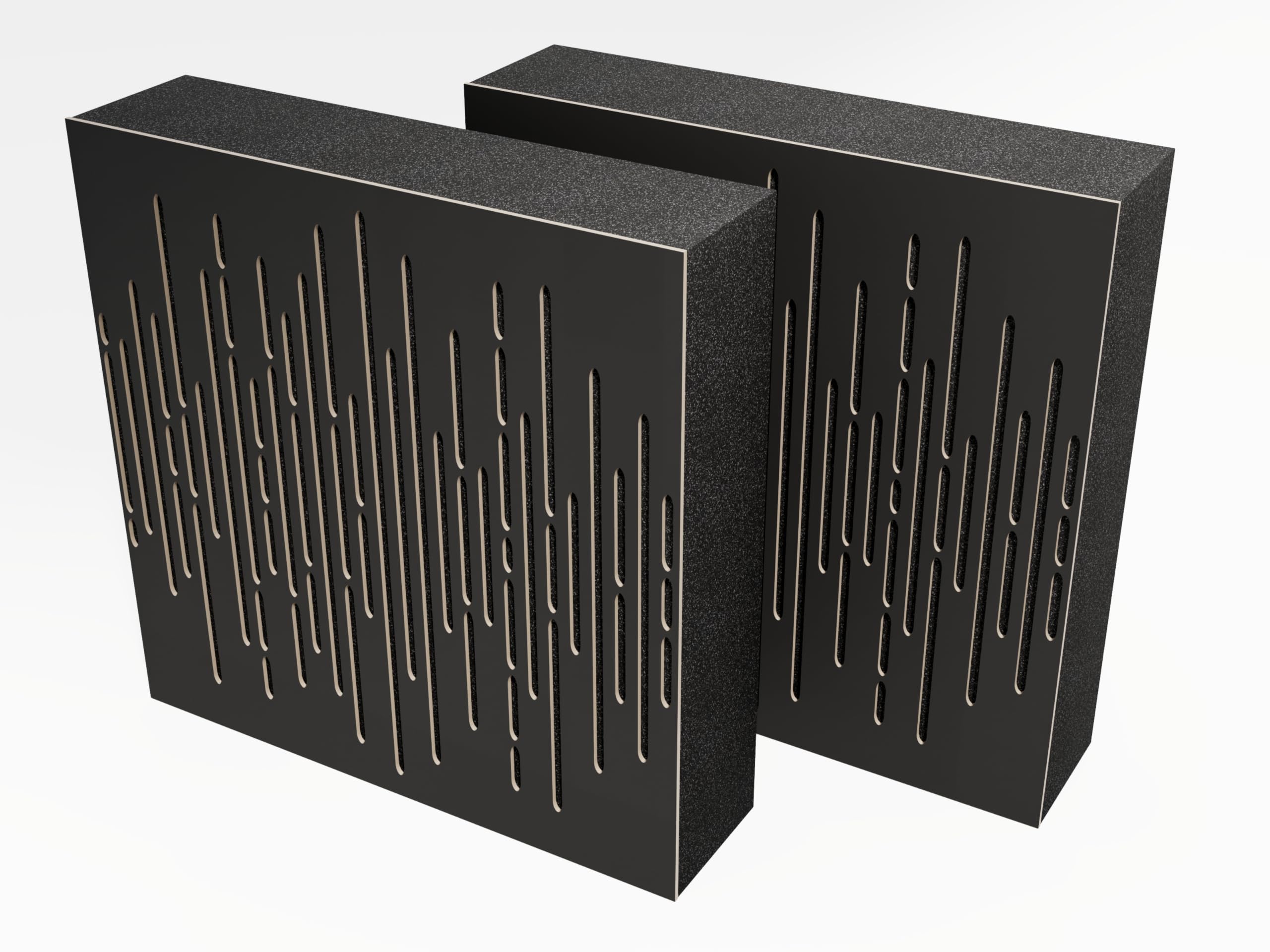 Pack de 2 paneles acústicos AbFuser de absorción y diffusion del sonido | 50 x 50 cm | Absorción - Difusión - Reflexión | Color de placas perforadas: [VELAR (100mm) | Negro]